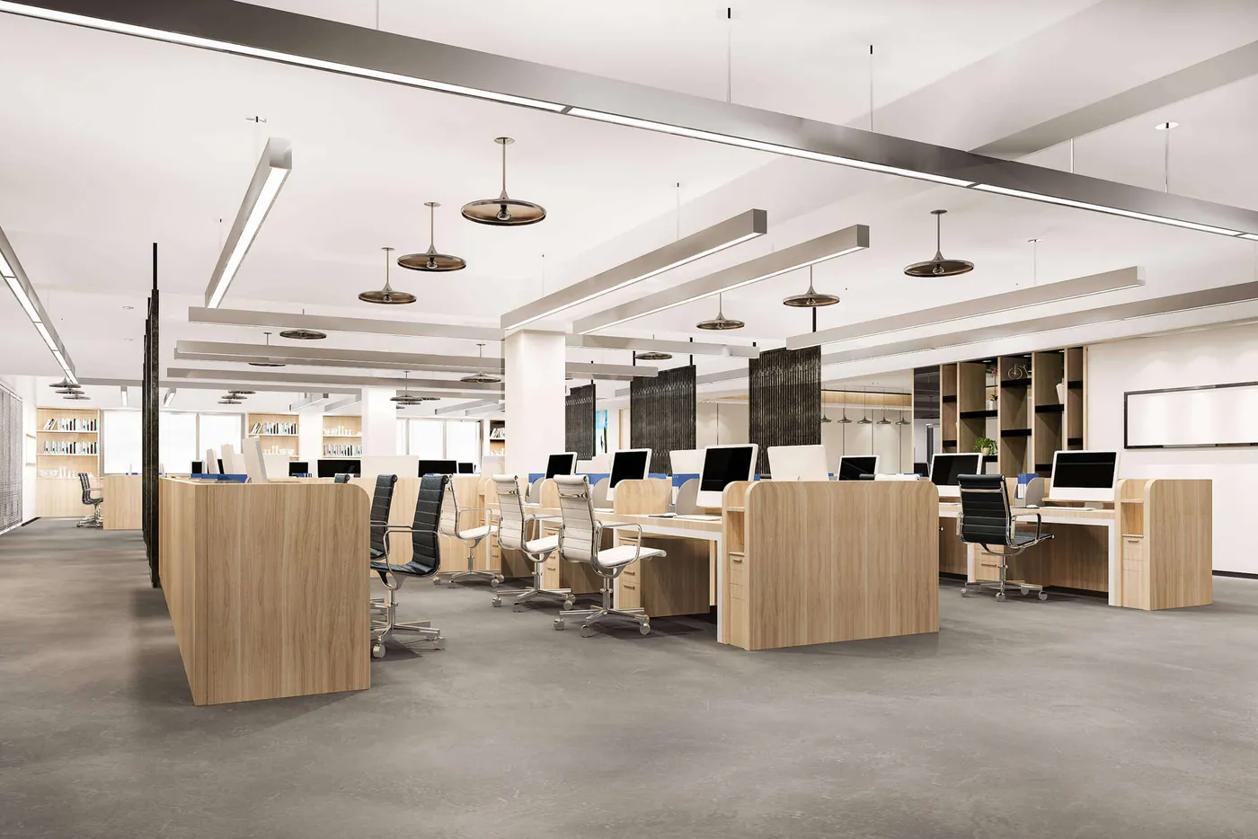 Open-plan office workspace at Shams, the Sharjah Media City Free Zone.